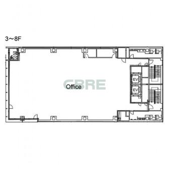 3階〜8階 平面図