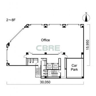 2階〜8階 平面図