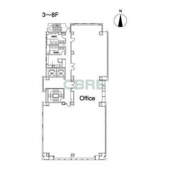 3階〜8階 平面図