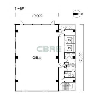 3階〜8階 平面図