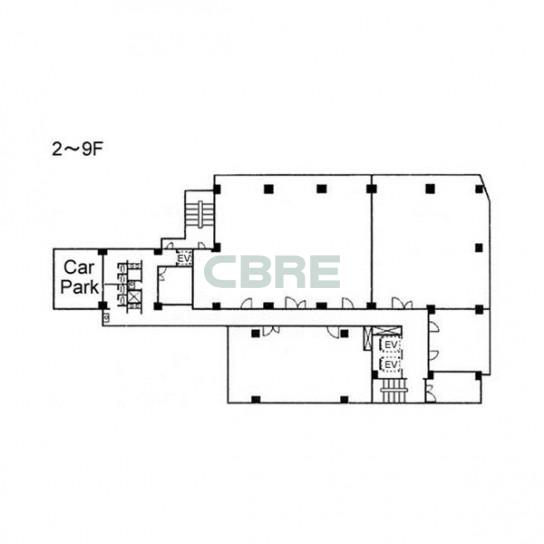 2階〜9階 平面図
