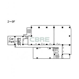 2階〜9階 平面図