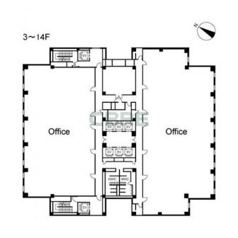 3階〜14階 平面図