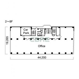 2階〜8階 平面図