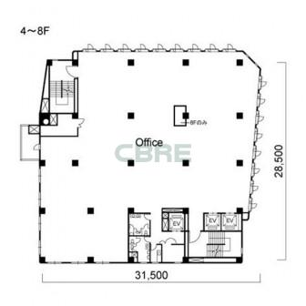 4階〜8階 平面図