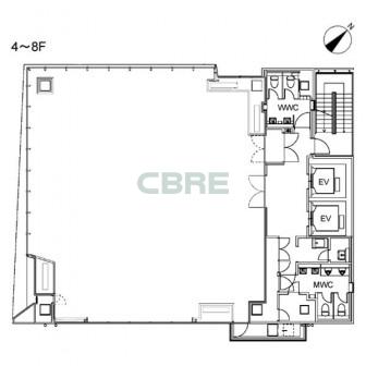 4階〜8階 平面図