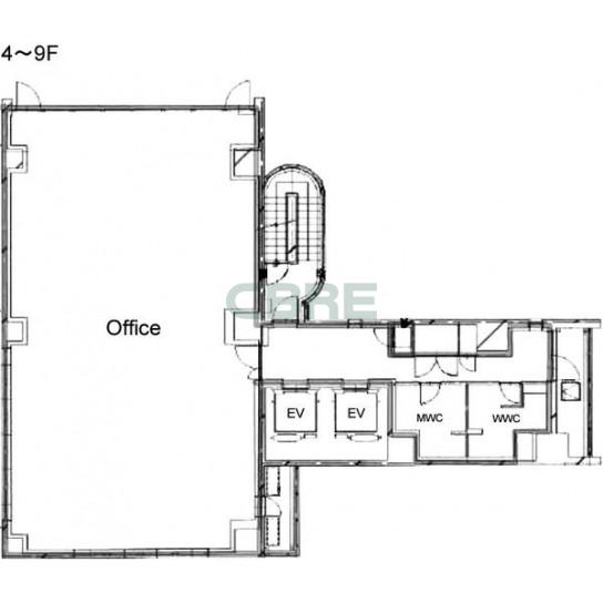 4階〜9階 平面図