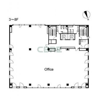 3階〜8階 平面図
