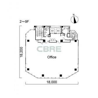 2階〜9階 平面図