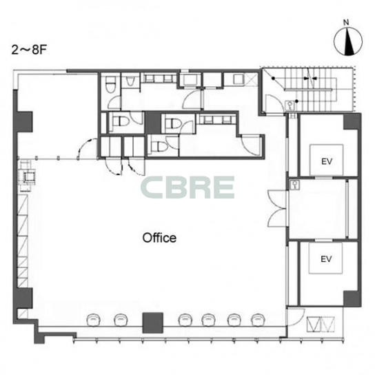 2階〜8階 平面図