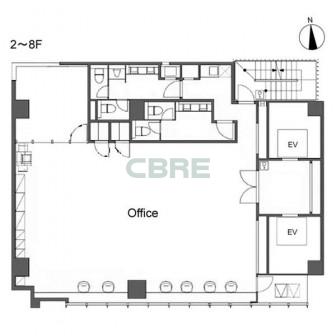 2階〜8階 平面図