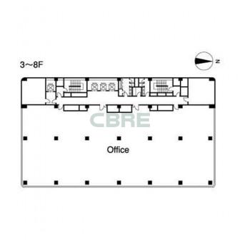 3階〜8階 平面図