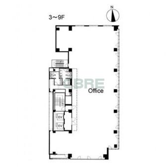 3階〜9階 平面図