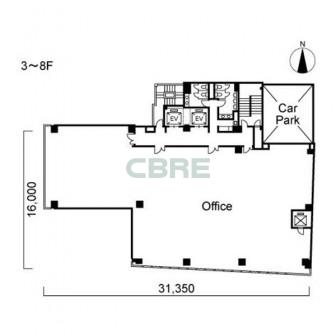 3階〜8階 平面図