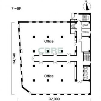 7階〜9階 平面図