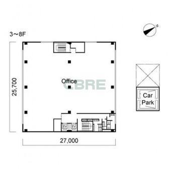 3階〜8階 平面図