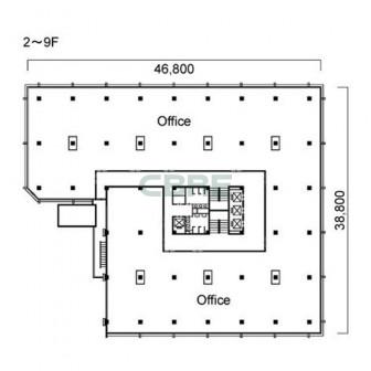 2階〜9階 平面図