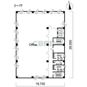 2階〜7階 平面図