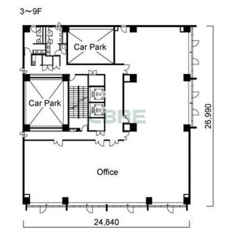 3階〜9階 平面図