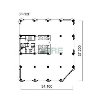 3階〜12階 平面図