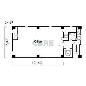 2階〜9階 平面図
