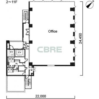 2階〜11階 平面図
