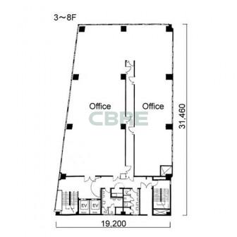3階〜8階 平面図