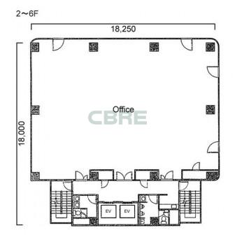 2階〜6階 平面図