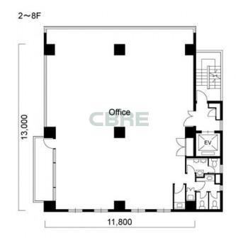 2階〜8階 平面図