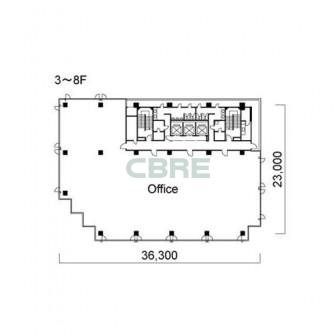 3階〜8階 平面図