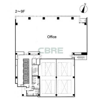 2階〜9階 平面図