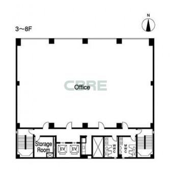 3階〜8階 平面図