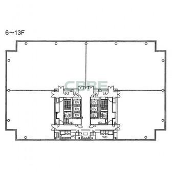 6階〜13階 平面図