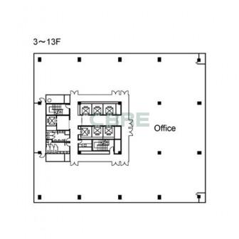 3階〜13階 平面図