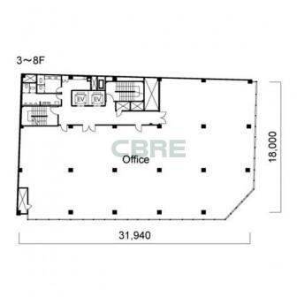 3階〜8階 平面図