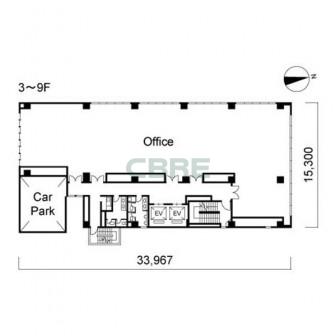3階〜9階 平面図