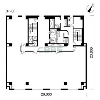 3階〜8階 平面図