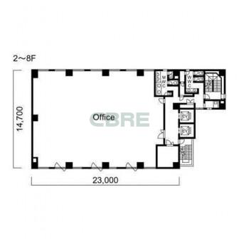 2階〜8階 平面図