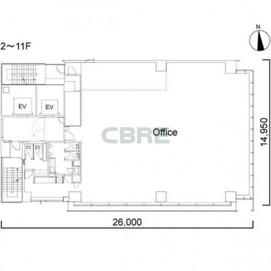 2階〜11階 平面図