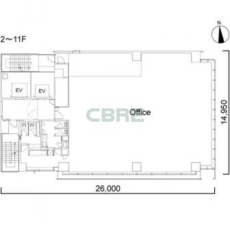 2階〜11階 平面図
