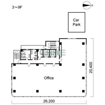 3階〜9階 平面図