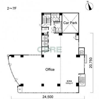 2階〜7階 平面図
