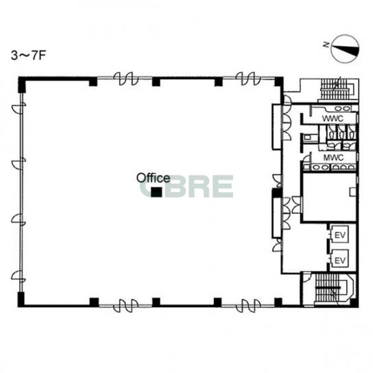 3階〜7階 平面図