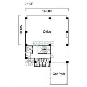 2階〜9階 平面図