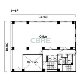 3階〜8階 平面図