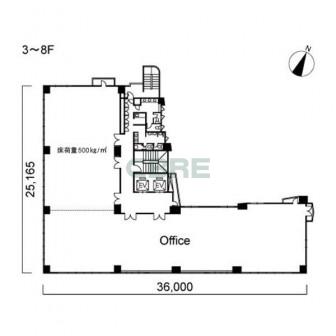 3階〜8階 平面図