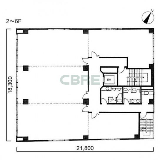2階〜6階 平面図