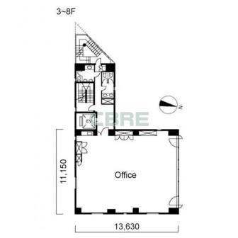 3階〜8階 平面図