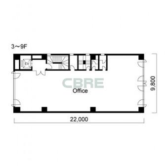 3階〜9階 平面図