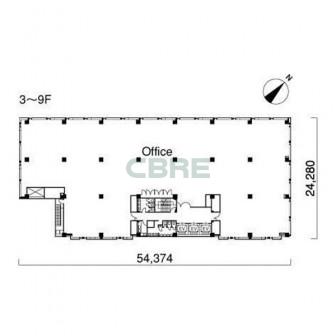 3階〜9階 平面図